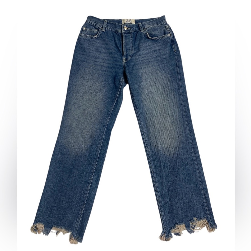 Free People Distressed Hem Maggie Sequoia Blue Women's Jeans